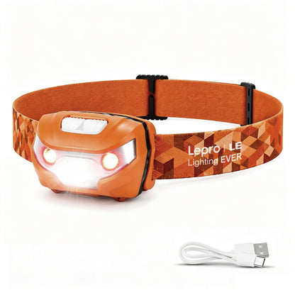 Lepro LED Headlamp Rechargeable IPX4 Waterproof Headlight 5 Modes - Black