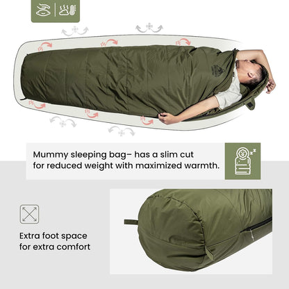 OneTigris Bushcrafter’s Sleeping Bags, Mummy Sleeping Bag for Camping Hiking Backpacking, Survival Gear