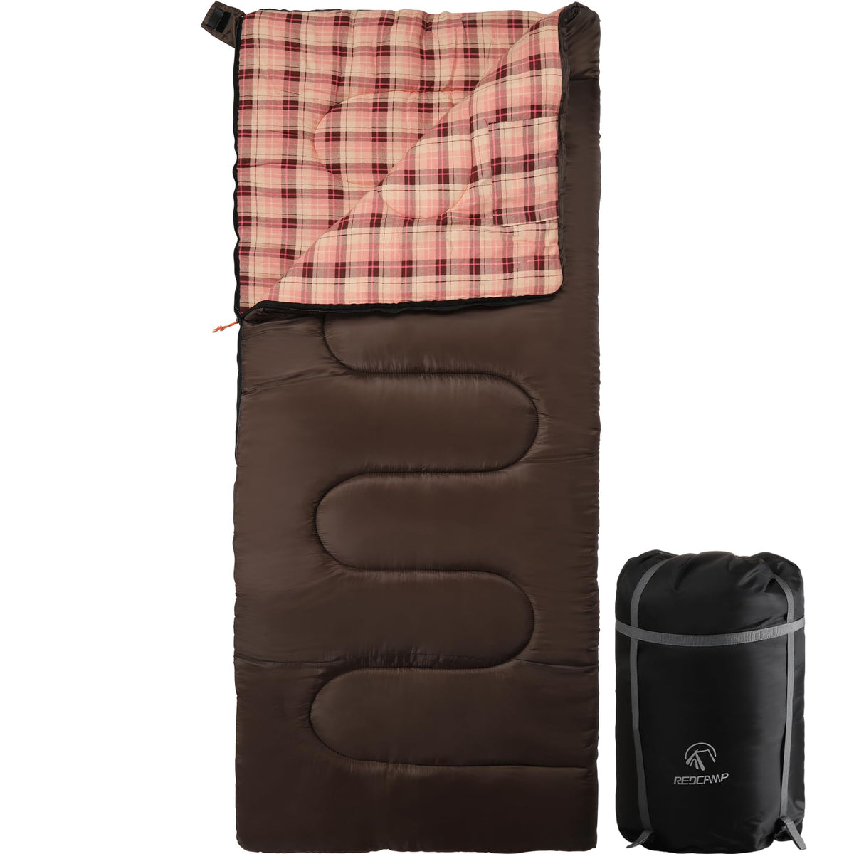 REDCAMP Cotton Flannel Sleeping Bag for Camping Backpacking, Adults Cold Weather Envelope Sleeping Bags with 2/3/4/6lbs Filling