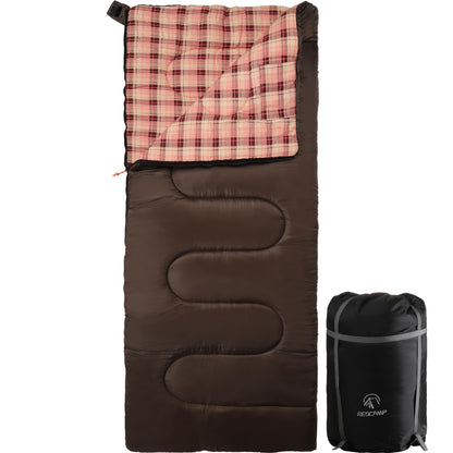 REDCAMP Cotton Flannel Sleeping Bag for Camping Backpacking, Adults Cold Weather Envelope Sleeping Bags with 2/3/4/6lbs Filling