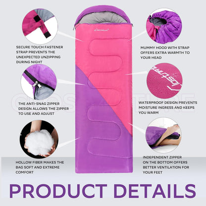 Clostnature Lightweight Camping Sleeping Bag for Adults and Kids(3/4.2Lb)