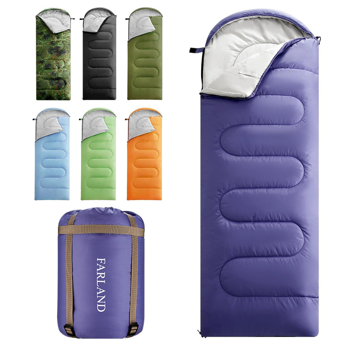 FARLAND Sleeping Bag for Adults, Teens and Kids - 3 Season Camping Gear