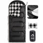 MEREZA Flannel Sleeping Bag for Adults Mens with Pillow, XL Cold Weather Sleeping Bag for 30 Degree 4 Season Camping Large Big and Tall Sleeping Bags with Compression Sack