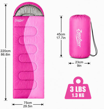 Lightweight Sleeping Bags for Adults, 3-Season Camping Sleeping Bag for Summer & Mild Weather, Waterproof Compact Backpacking Sleeping Bag for Hiking, Travel & Outdoors
