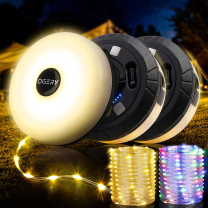 OGERY Camping String Lights 4 in 1, 32.8FT Quick Storage 8 Modes Protable