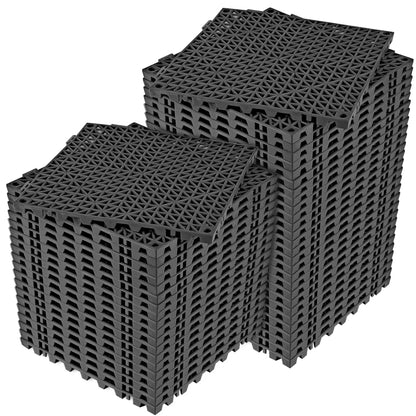 ToLanbbt Modular Interlocking Cushion 12P 11.8" x 11.8" Interlocking Rubber Floor Drain Holes Non-Slip Splicing Drainage Mats for Deck, Shower, Kitchen, Drain Pool, Sauna Bath, Indoor Outdoor (Black)