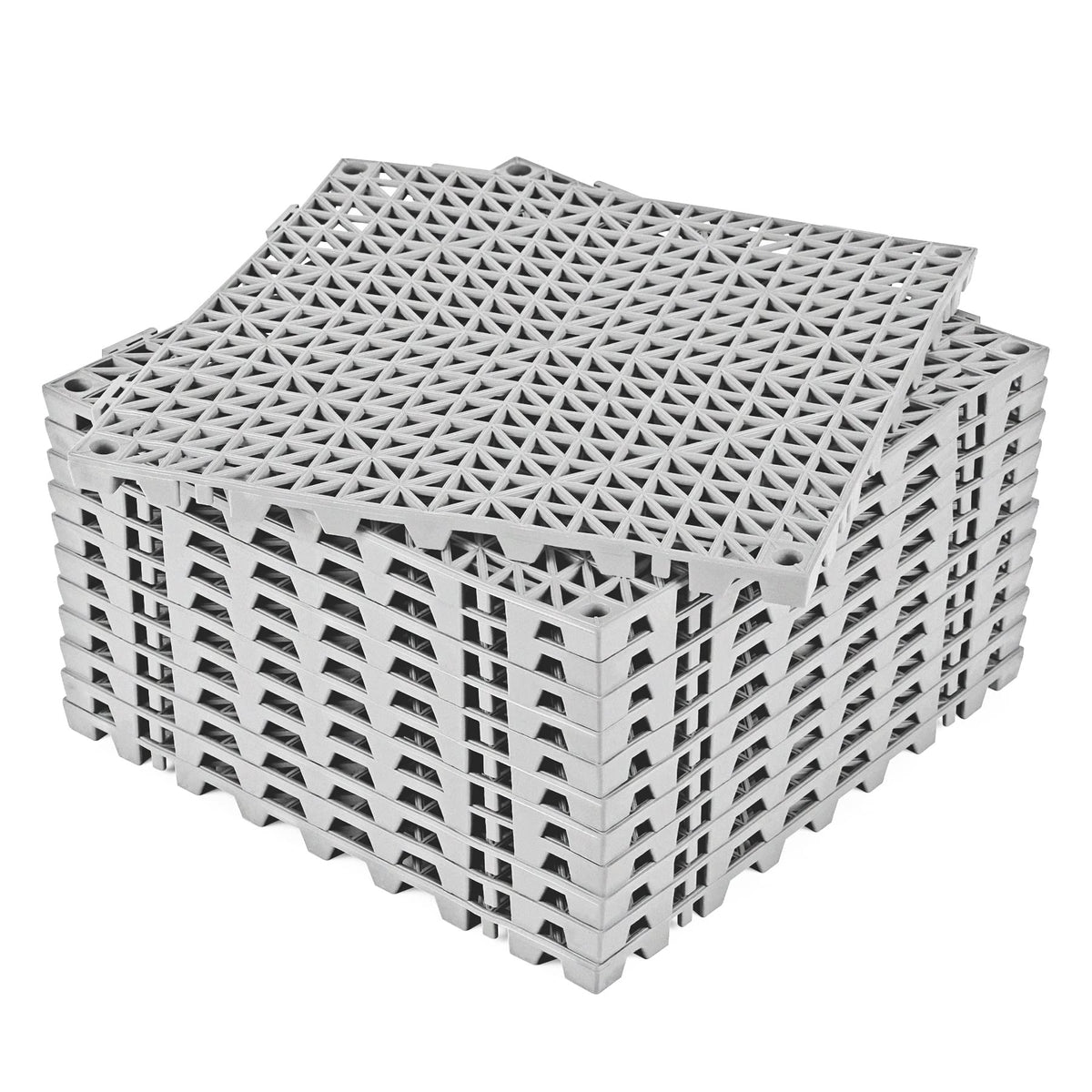ToLanbbt Modular Interlocking Cushion 12P 11.8" x 11.8" Interlocking Rubber Floor Drain Holes Non-Slip Splicing Drainage Mats for Deck, Shower, Kitchen, Drain Pool, Sauna Bath, Indoor Outdoor (Black)