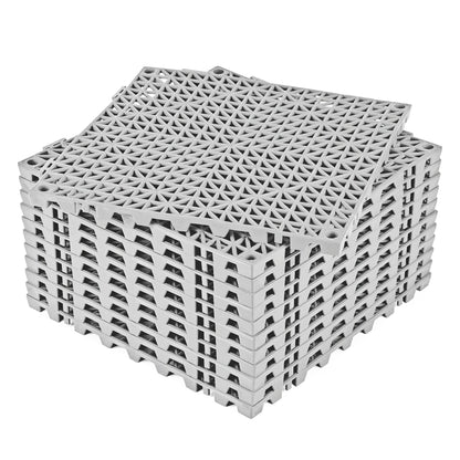 ToLanbbt Modular Interlocking Cushion 12P 11.8" x 11.8" Interlocking Rubber Floor Drain Holes Non-Slip Splicing Drainage Mats for Deck, Shower, Kitchen, Drain Pool, Sauna Bath, Indoor Outdoor (Black)