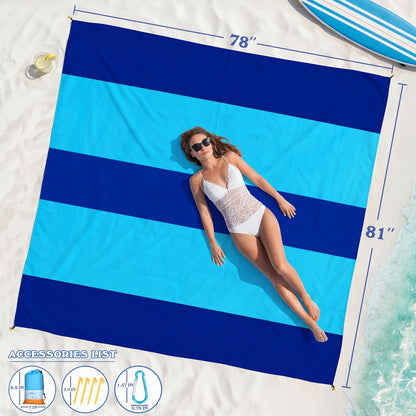 Beach Blanket Waterproof Sandproof 78''X81''/10'X9' Oversized Big Blanket