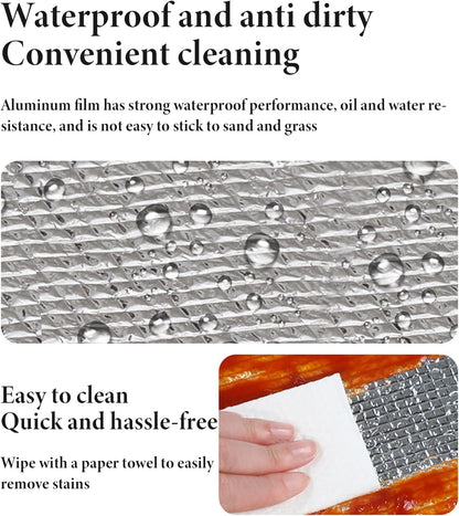 Foam Camping Mat Double-Sided Aluminum Foil Foldable Thermal Camping Mat, Waterproof & Insulated Roll, 6.56x6.56ft Silver.