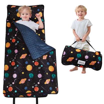 Lasoftan Toddler Nap Mat with Pillow and Blanket, Extra Large Rolled Napping Mats,Slumber Bags for Boys Girls,Kids Sleeping Bag for Daycare, Preschool Travel Camping