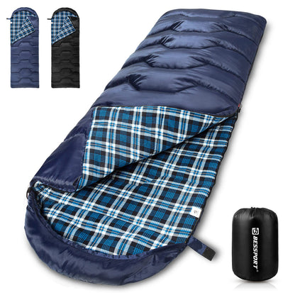 Bessport Sleeping Bag Winter | Flannel Lined 18℉ - 32℉ Extreme 3-4 Season Warm & Cool Weather Adult Sleeping Bags Large | Lightweight, Waterproof for Camping, Backpacking, Hiking