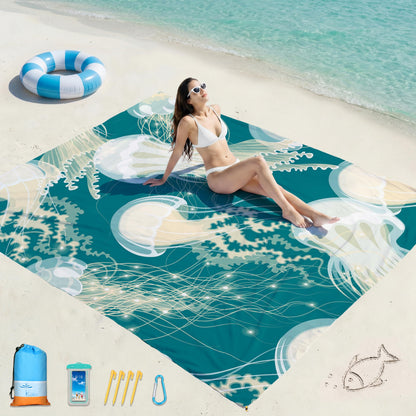 Beach Blanket Waterproof Sandproof 78''X81''/10'X9' Oversized Big Blanket
