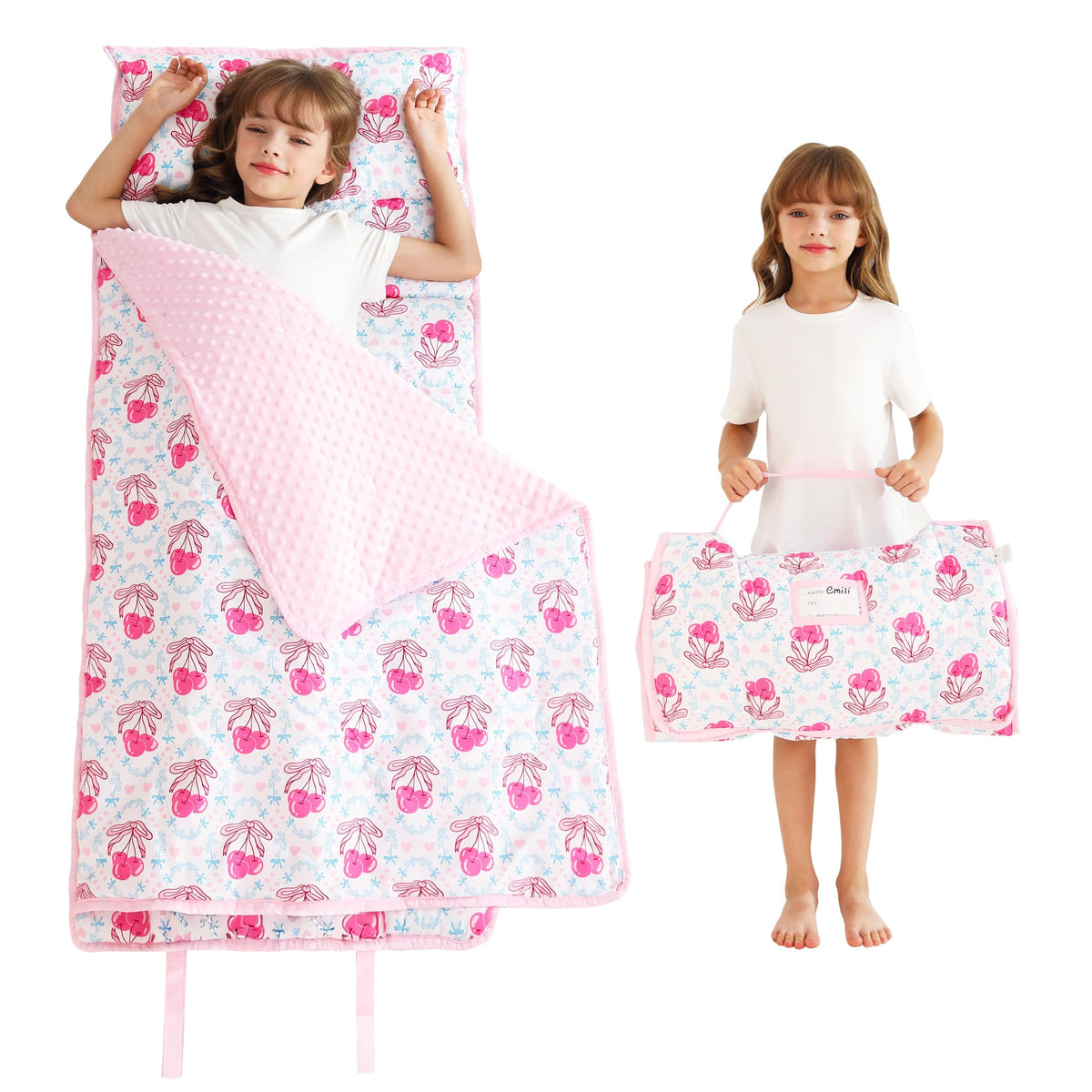 Lasoftan Toddler Nap Mat with Pillow and Blanket, Extra Large Rolled Napping Mats,Slumber Bags for Boys Girls,Kids Sleeping Bag for Daycare, Preschool Travel Camping