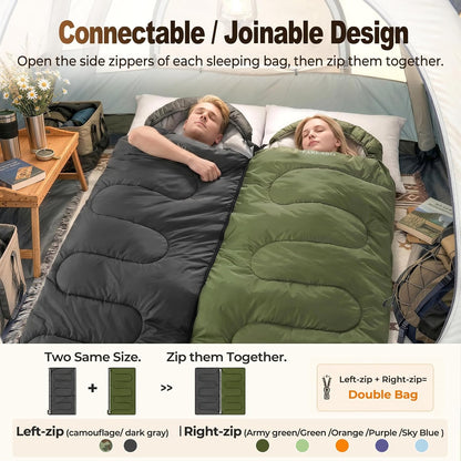 FARLAND Sleeping Bag for Adults, Teens and Kids - 3 Season Camping Gear