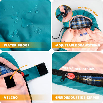 Camping Sleeping Bag for Adults Kids Teens,Waterproof Lightweight
