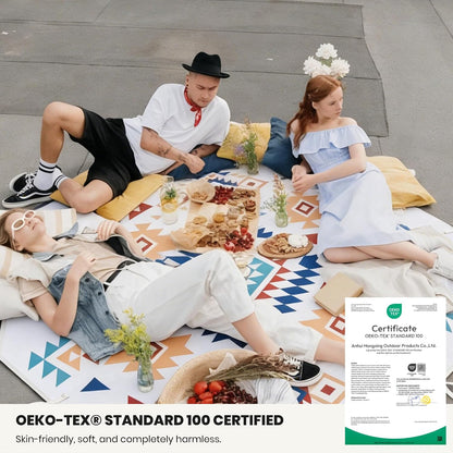 87 in * 87 in Waterproof Picnic Mat Picnic Blanket, Enlarged and Thickened Camping Mat, Larger Picnic Blanket, Suitable for Grassland, Beach, Courtyard, Outdoor Activities (Blue)
