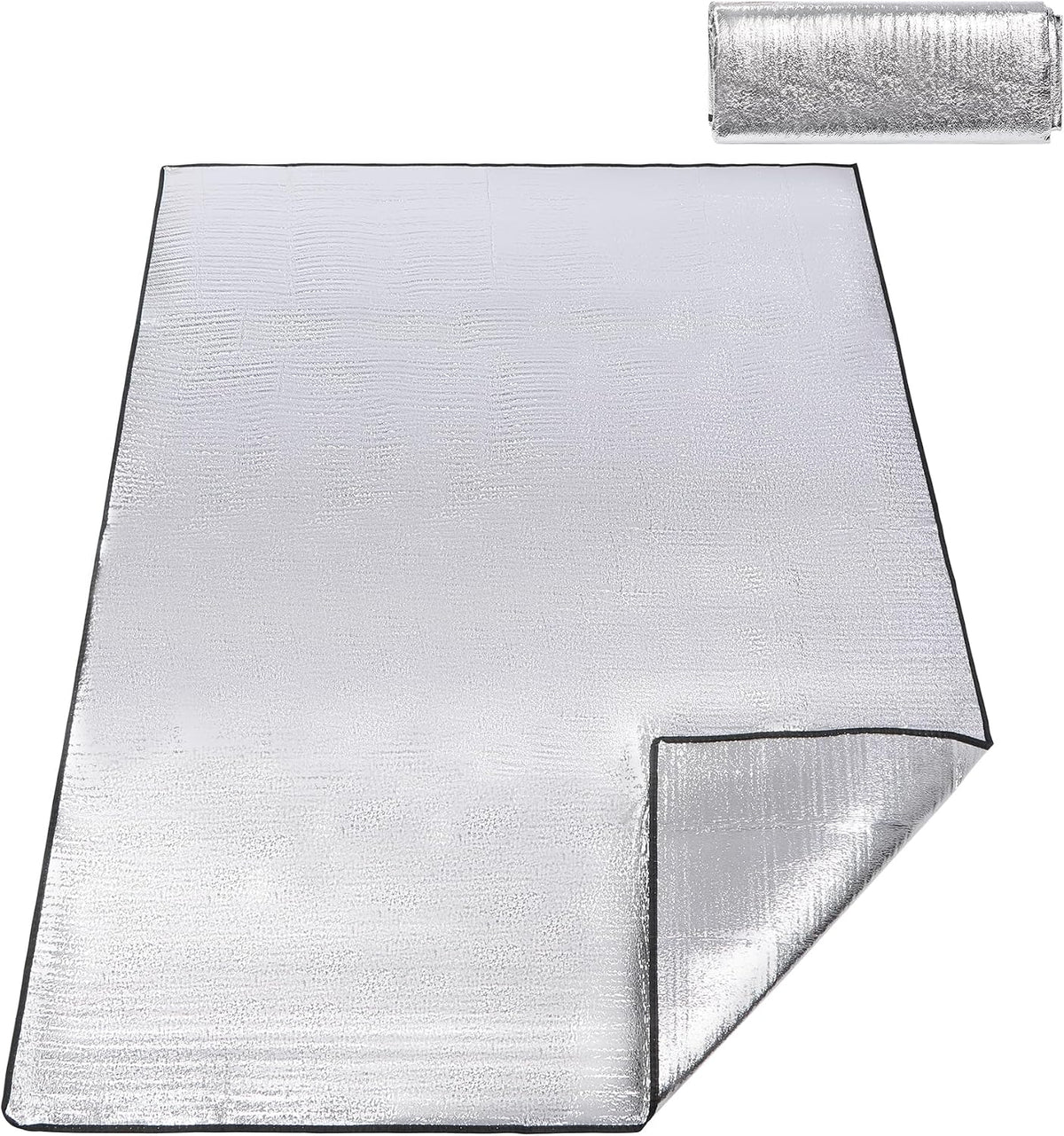 REDCAMP 79"x59" Camping Mat Foam Foil Blanket, Waterproof Aluminum Foil Mat Sleeping Tent Pad for Outdoor Picnic, Camping, Beaches, 1 Pack/2 Pack/4 Pack