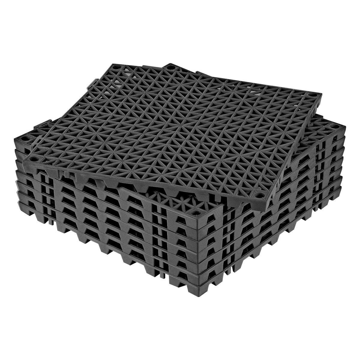 ToLanbbt Modular Interlocking Cushion 12P 11.8" x 11.8" Interlocking Rubber Floor Drain Holes Non-Slip Splicing Drainage Mats for Deck, Shower, Kitchen, Drain Pool, Sauna Bath, Indoor Outdoor (Black)