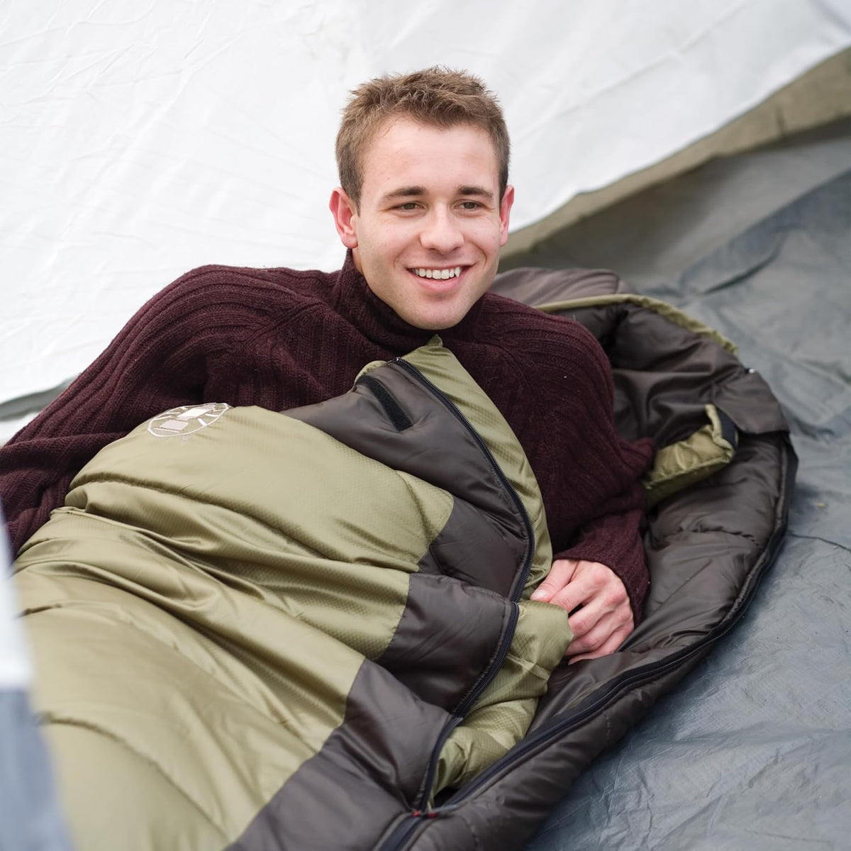 Coleman North Rim 0°F Sleeping Bag, Cold-Weather Mummy Sleep Sack with No-Snag Zipper & Adjustable Hood for Warmth & Ventilation, Camping Sleeping Bag