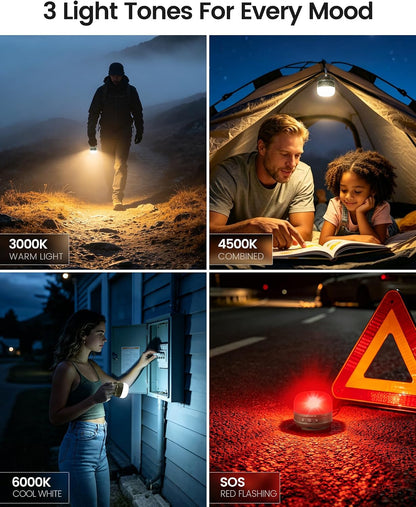 Glocusent 400H Camping Lantern, 5000mAh Rechargeable Lantern, Solar Pocket