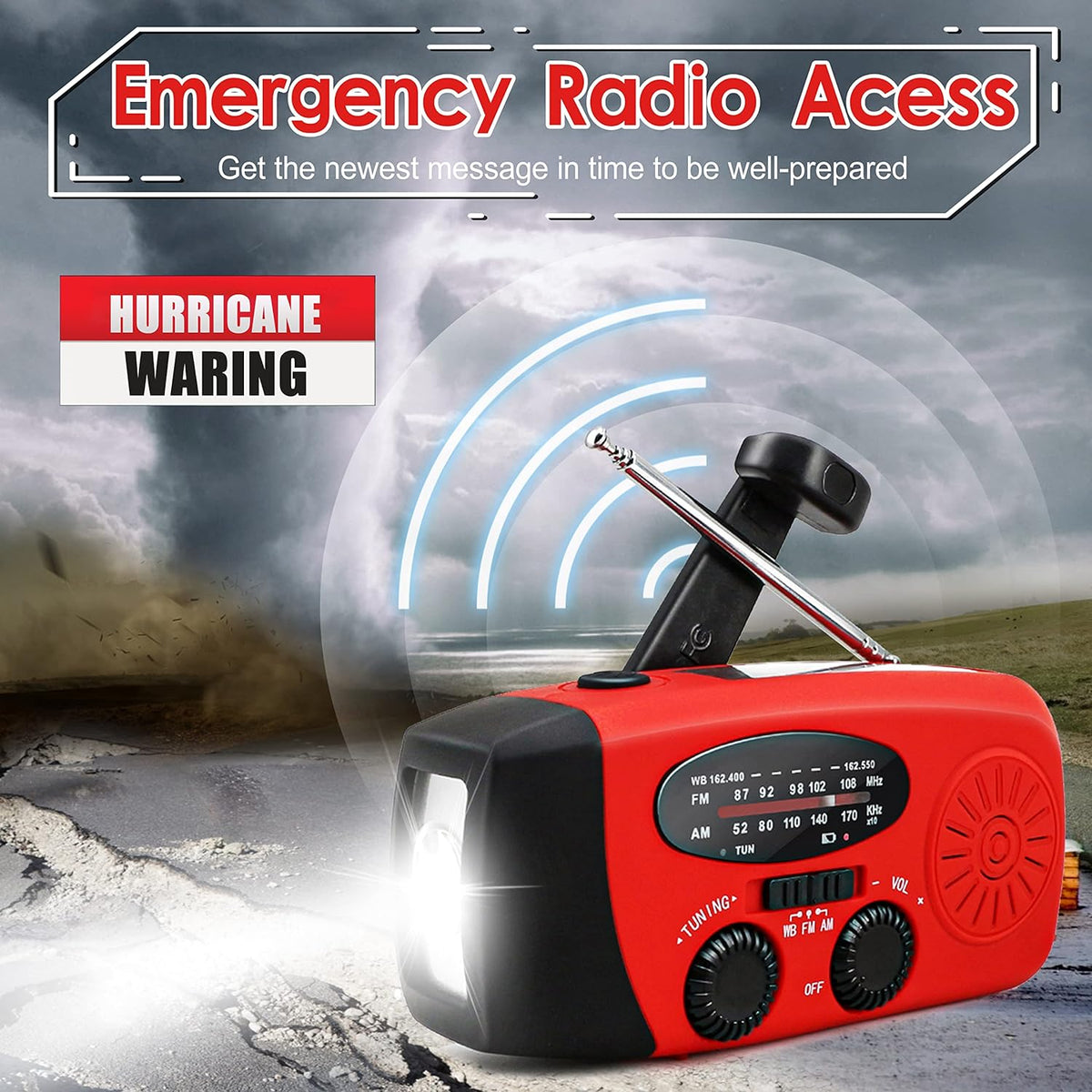 RunningSnail Hand Crank Radio with Flashlight, NOAA/AM/FM Emergency Radio