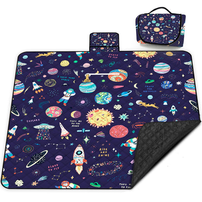 Extra Large Picnic Blanket Waterproof,80"x 80"Foldable Machine Washable Beach Blankets,Outdoor Blanket for 6-8 Adults,Picnic Mat Suitable for Indoor Crawling,Park Beach,Camping,Hiking,Travel( Blue)