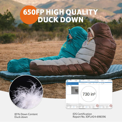 Naturehike 0 Degree RDS Down Mummy Sleeping Bag for Adults, 650 Fill Power, Cold Weather Backpacking Sleeping Bag for Camping, Hiking, -1℉ 18℉ 30℉, YKK Zipper