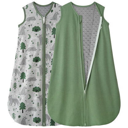 Yoofoss Baby Sleep Sack 6-12 Months TOG 1.5 Fleece with Plush Dots 2 Pack
