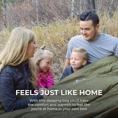 Teton Mammoth Queen Size Double Sleeping Bag- A Warm Bag the Whole Family can Enjoy – Great for Camping, Hunting and Base Camp. Compression Sack Included