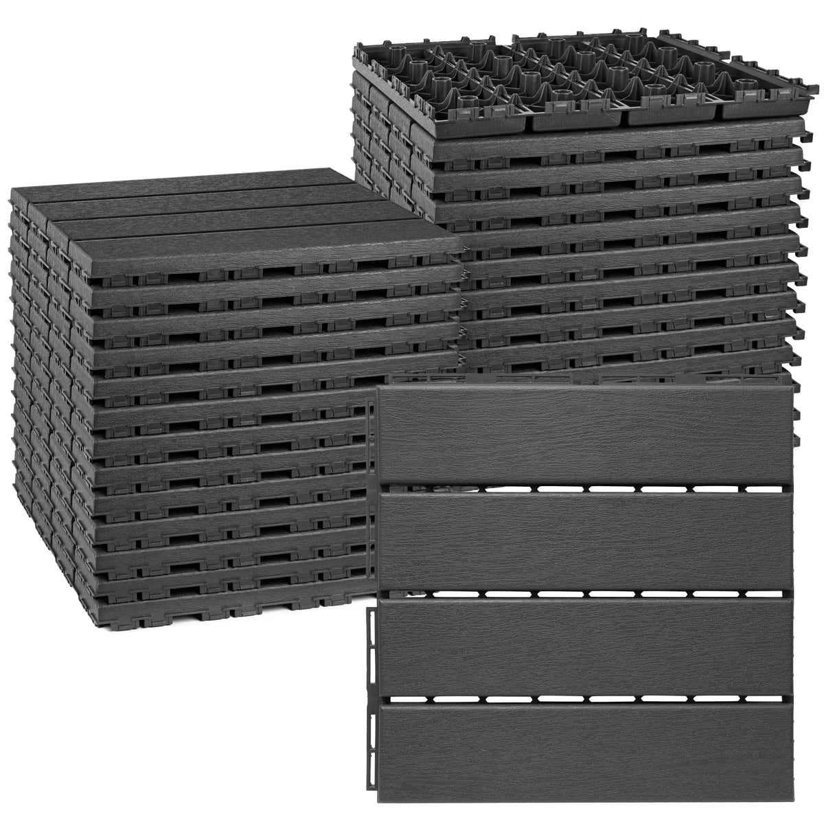 ToLanbbt Modular Interlocking Cushion 12P 11.8" x 11.8" Interlocking Rubber Floor Drain Holes Non-Slip Splicing Drainage Mats for Deck, Shower, Kitchen, Drain Pool, Sauna Bath, Indoor Outdoor (Black)