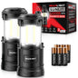 GearLight Camping Lantern - 2 Portable LED Battery Powered Lantern with Magnetic Base and Foldable Hook for Emergency Use or Campsites, Essential Hurricane Survival Kit with Batteries - Black