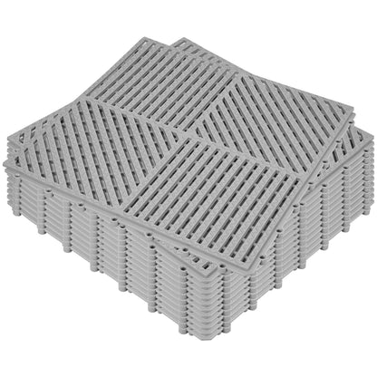 ToLanbbt Modular Interlocking Cushion 12P 11.8" x 11.8" Interlocking Rubber Floor Drain Holes Non-Slip Splicing Drainage Mats for Deck, Shower, Kitchen, Drain Pool, Sauna Bath, Indoor Outdoor (Black)
