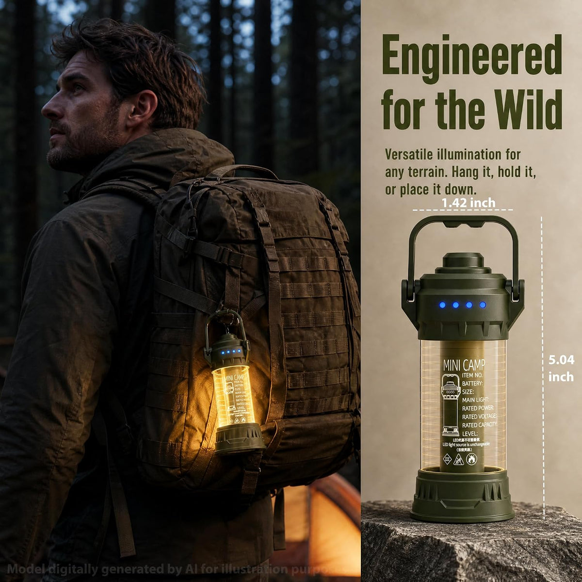 Sunny Power 2-in-1 Camping Lantern & Flashlight for Hiking & Power Outages