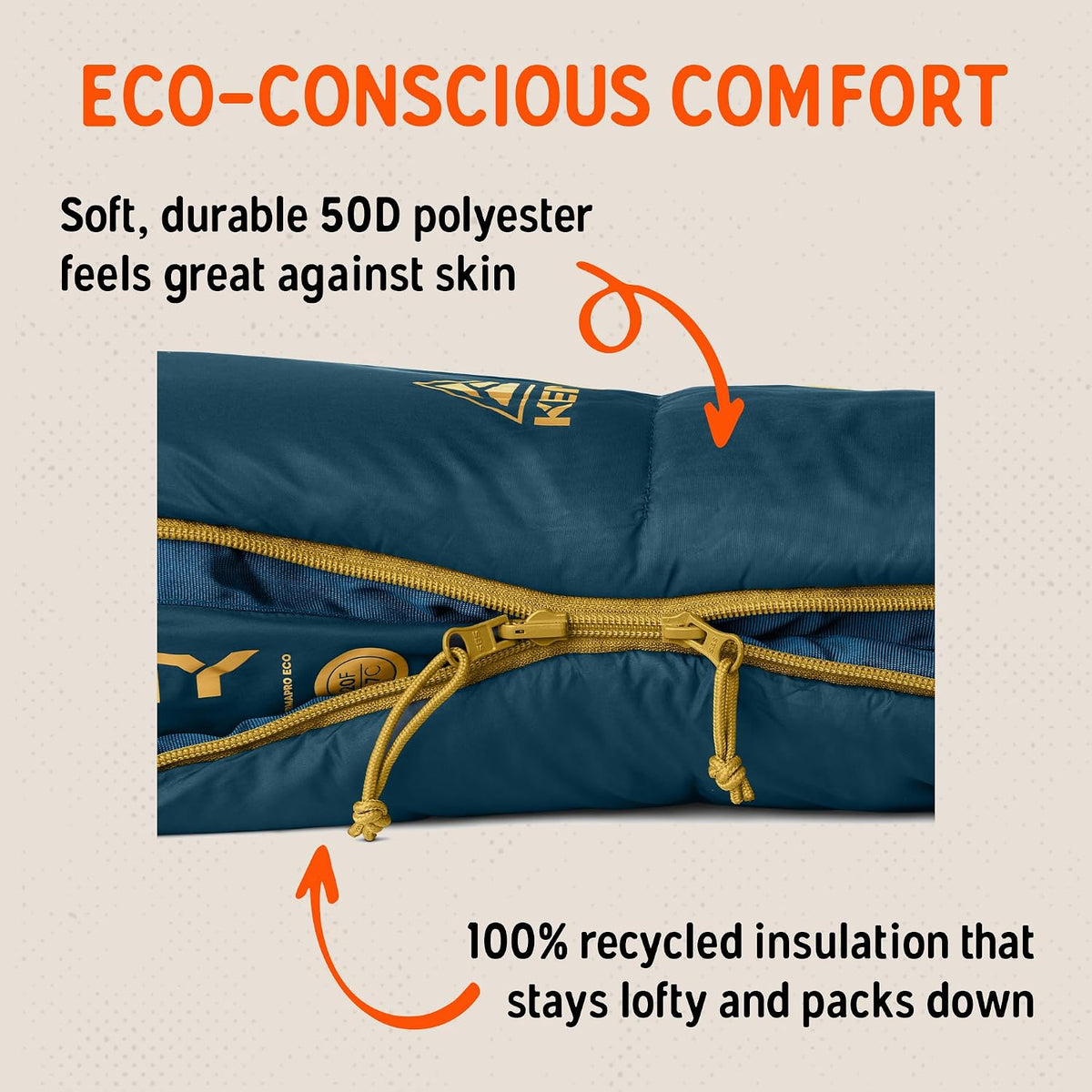 Kelty Solstice Oversized Rectangular Sleeping Bag, 2-3 Season, 20 or 40F