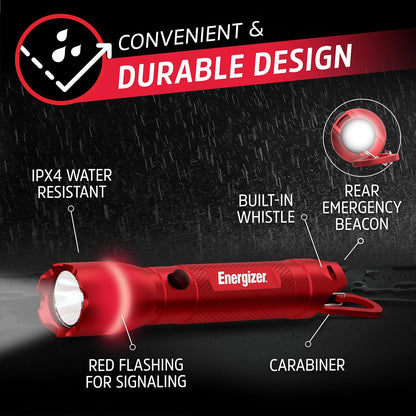 Energizer R-300 LED Flashlight Emergency Safety Light, Bright IPX4 Water Resistant Flash Light, Durable Emergency Light for Hurricane Preparedness, Batteries Included