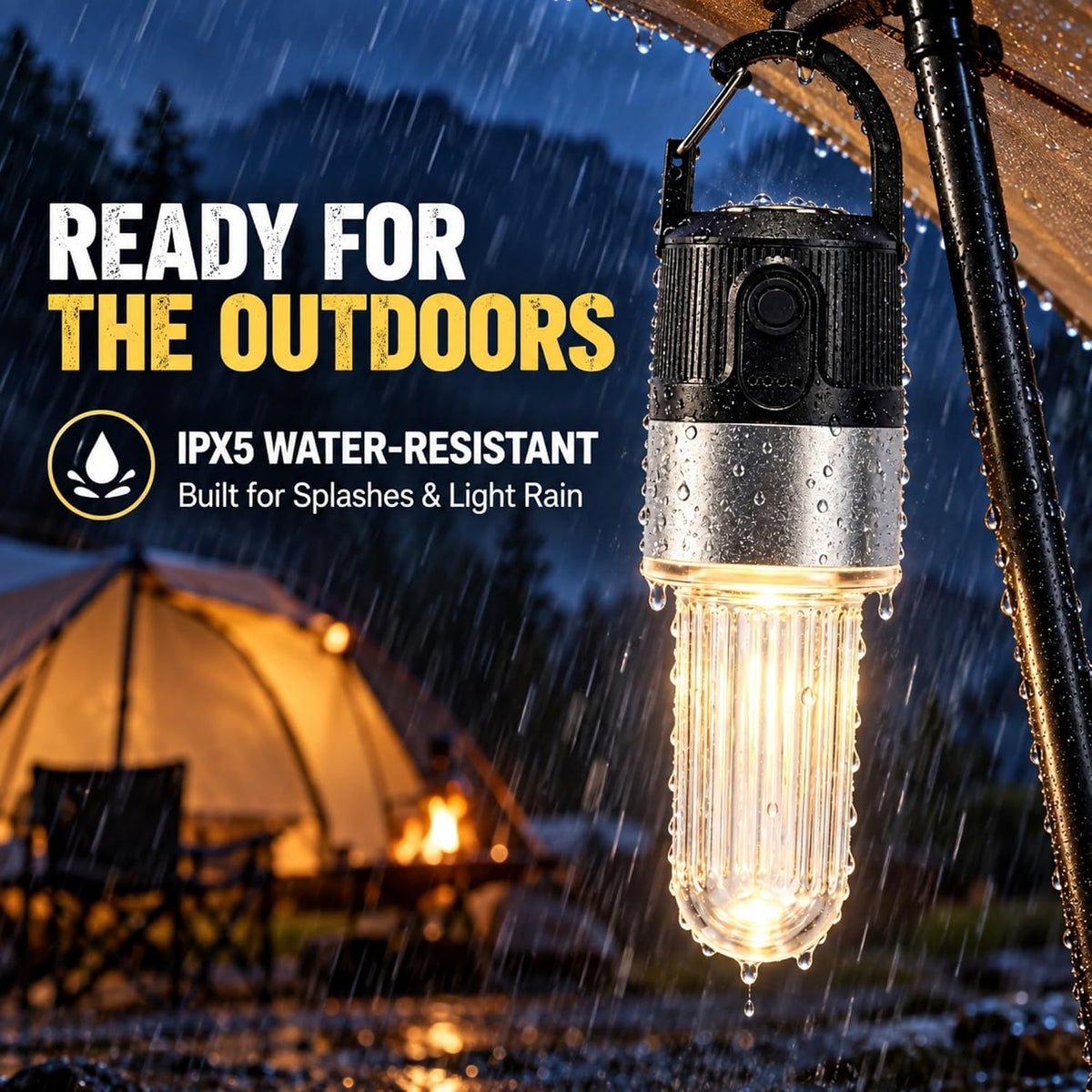 pearlstar Rechargeable Camping Light for Tent, 4 Pack Black, 4 Mode