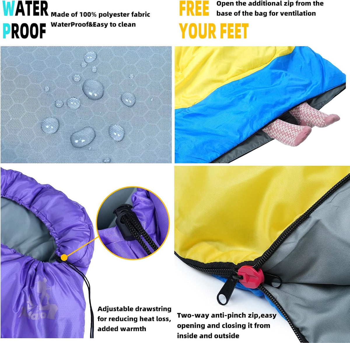 Sleeping Bags for Adults Kids - 3 Season Cold&Warm Weather Waterproof Camping Sleeping Bag - Lightweight Sleeping Bags for Camping Hiking Outdoor Travel