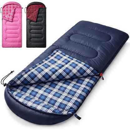 Uniqwamer Sleeping Bag for Adults Kids - 4 Seasons Cold & Warm Weather Flannel Camping Sleeping Bags, Lightweight & Waterproof Sleeping Bag for Camping Hiking Outdoor Travel