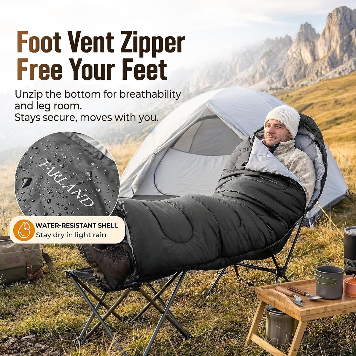 FARLAND Sleeping Bag for Adults, Teens and Kids - 3 Season Camping Gear