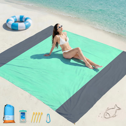Beach Blanket Waterproof Sandproof 78''X81''/10'X9' Oversized Big Blanket