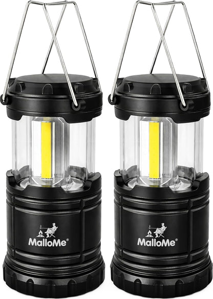 MalloMe Camping Lights LED Lantern Flashlights, Battery Operated Lamp Tent Lanterns for Power Outages, Camping Essentials Outdoor,Home,Emergency Gear, Hurricane Survival (3 AAA batteries not included)