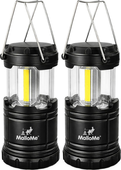 MalloMe Camping Lights LED Lantern Flashlights, Battery Operated Lamp Tent Lanterns for Power Outages, Camping Essentials Outdoor,Home,Emergency Gear, Hurricane Survival (3 AAA batteries not included)