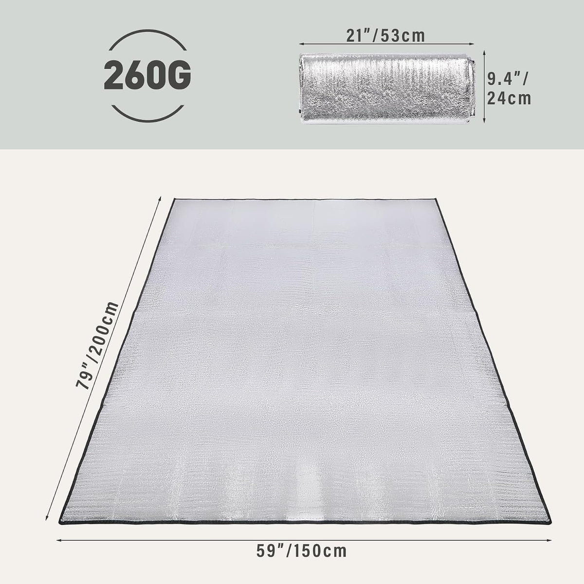 REDCAMP 79"x59" Camping Mat Foam Foil Blanket, Waterproof Aluminum Foil Mat Sleeping Tent Pad for Outdoor Picnic, Camping, Beaches, 1 Pack/2 Pack/4 Pack