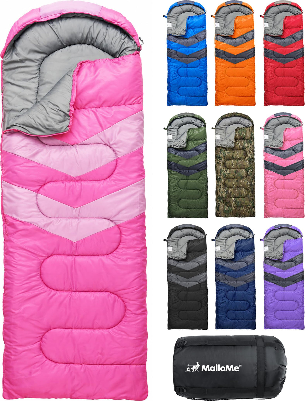 MalloMe Sleeping Bags for Adults Cold Weather & Warm - Backpacking Camping Sleeping Bag for Kids 10-12, Girls, Boys - Lightweight Compact Camping Essentials Gear Accessories Hiking Sleep Must Haves