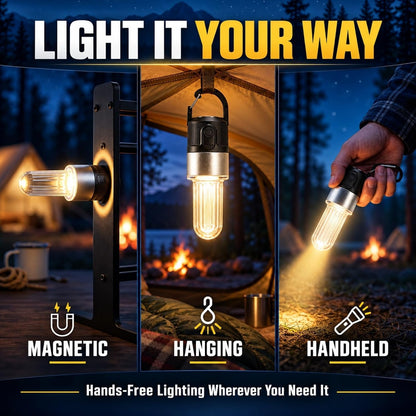 pearlstar Rechargeable Camping Light for Tent, 4 Pack Black, 4 Mode