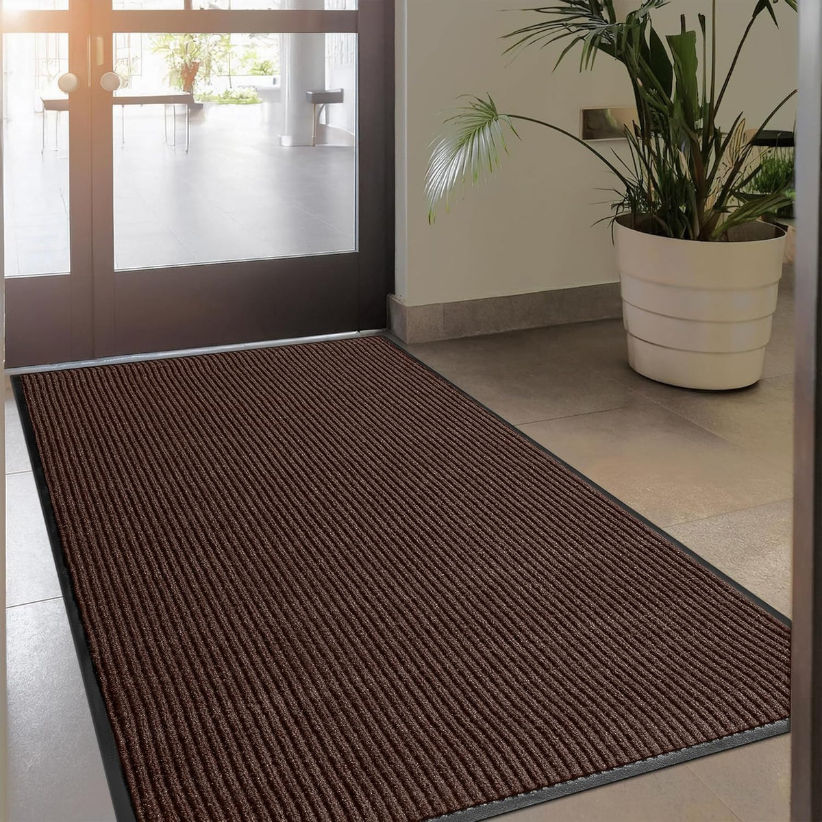 LuxUrux® Durable Rubber 3'x5' Commercial Door Mat - Heavy Duty, Indoor/Outdoor, Easy Clean, Waterproof, Patio, Garage - Commercial Floor Mat for Entry (3 x 5 Feet)