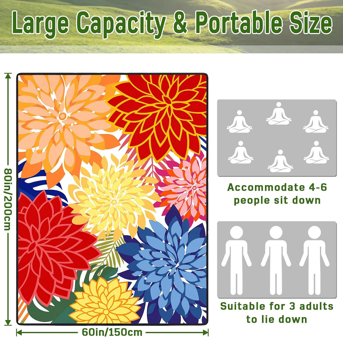 Waterproof Picnic Blankets Extra Large 60"x80"