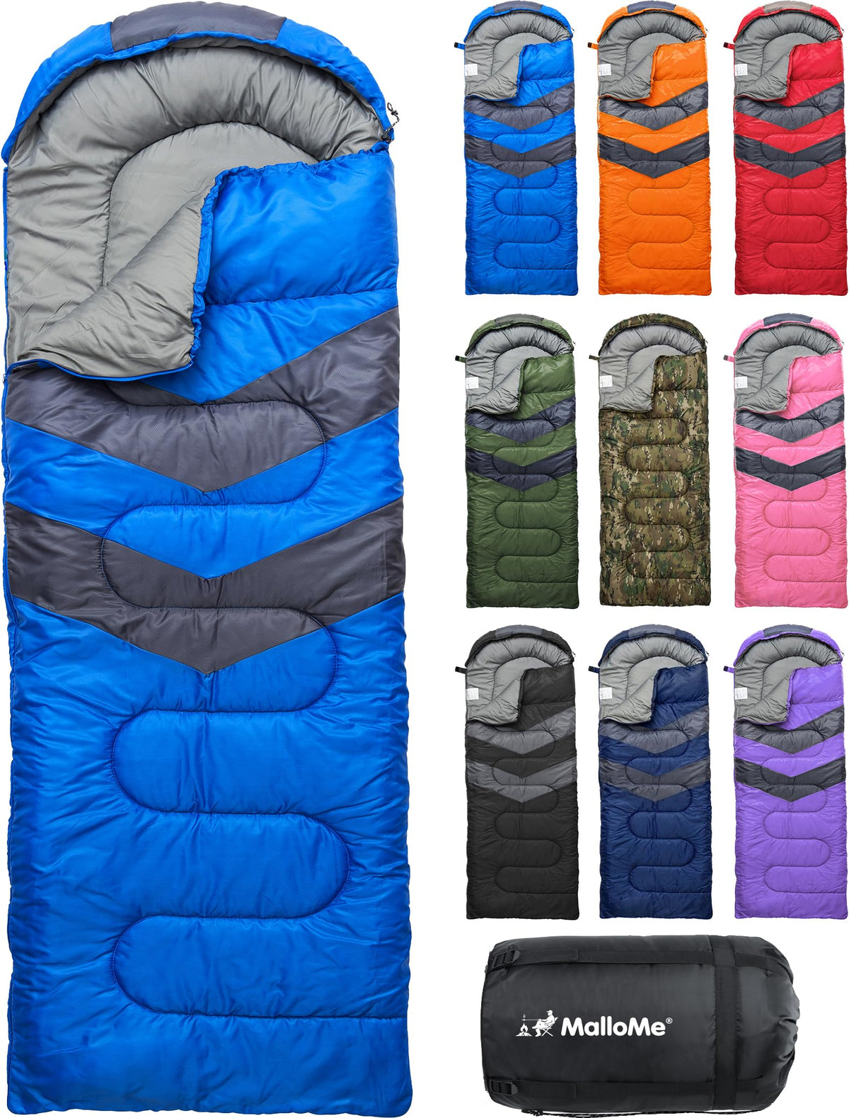 MalloMe Sleeping Bags for Adults Cold Weather & Warm - Backpacking Camping Sleeping Bag for Kids 10-12, Girls, Boys - Lightweight Compact Camping Essentials Gear Accessories Hiking Sleep Must Haves