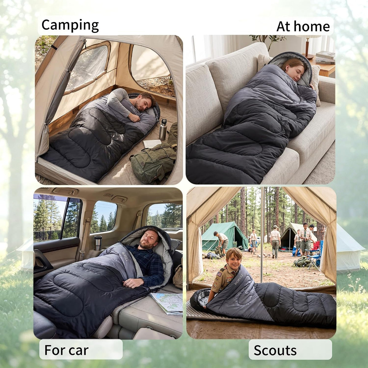 Lightweight Sleeping Bags for Adults & Kids, Backpacking & Scouts, Compact